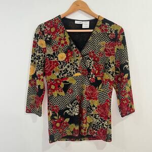 Vintage Womens Floral y2k Babydoll Blouse Small Festival Artsy